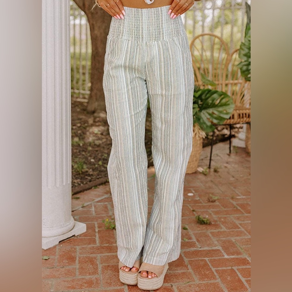 Wide-leg striped pants